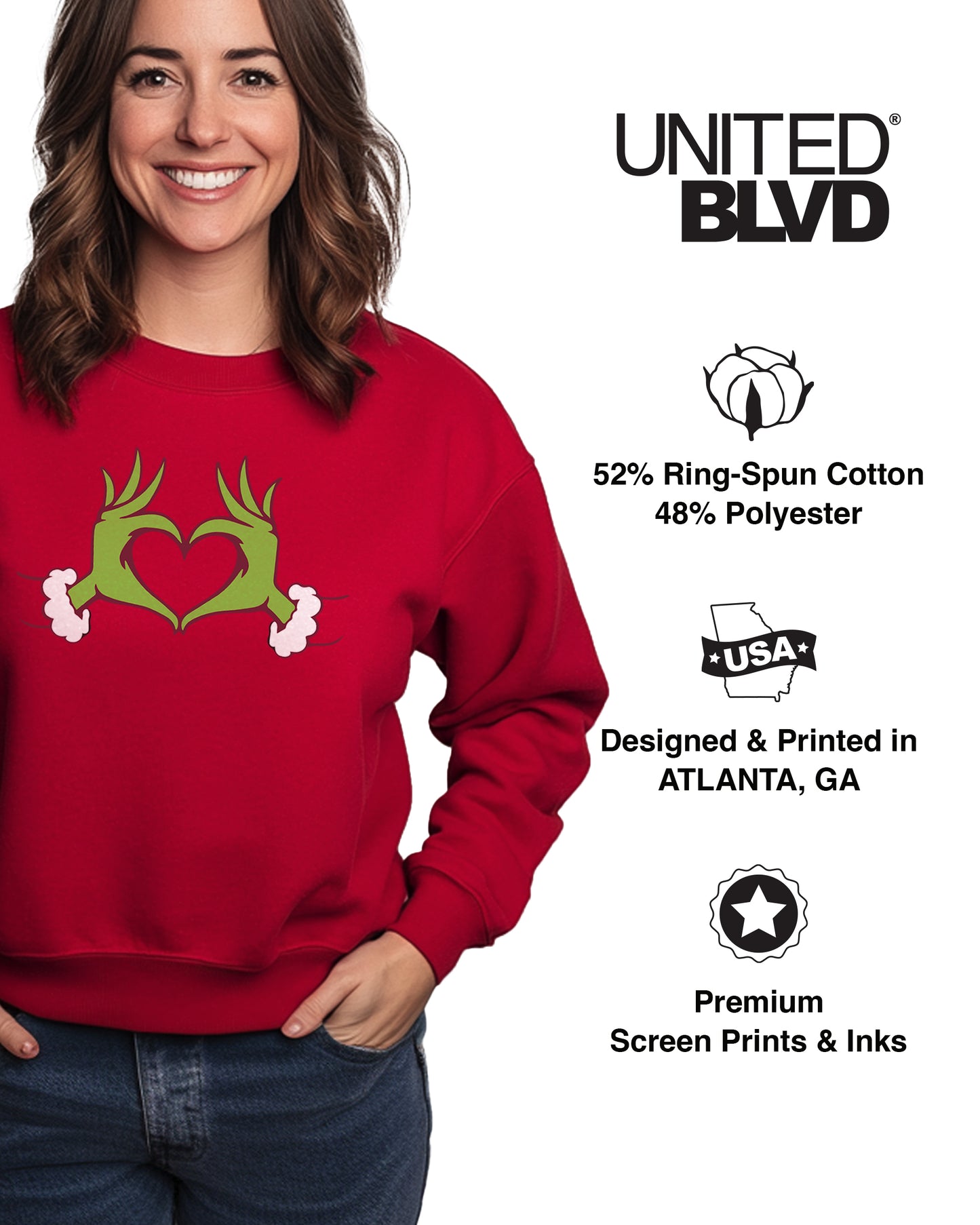 GRINCH HEART HANDS SWEATSHIRT